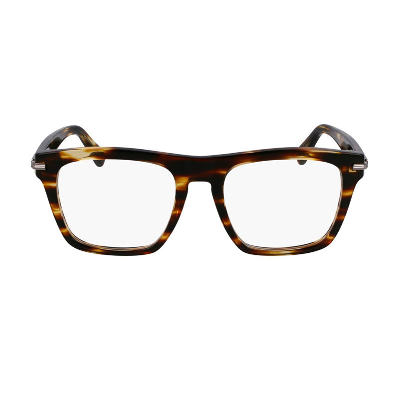 Salvatore Ferragamo Eyeglasses Square Full Rim, Striped Brown Frame and Clear Demo Lenses Lens SF3015216