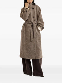 Brunello Cucinelli Women Sparkling Chevron Coat Whit Belt