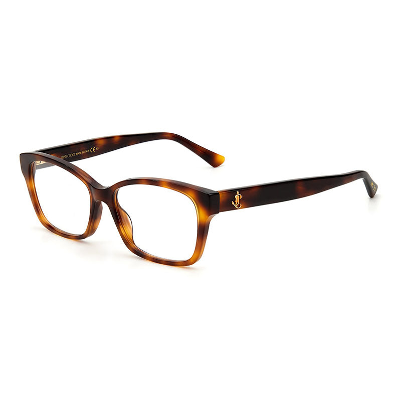 Jimmy Choo Eyeglasses Rectangle Full Rim, Havana Frame and Clear Demo Lenses Lens JC270008600