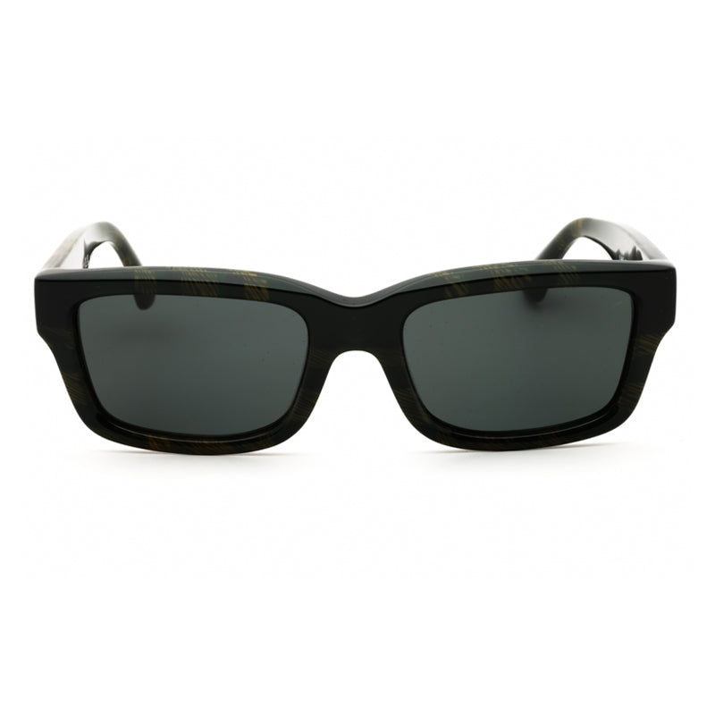 Burberry Sunglasses Rectangle Full Rim, Check Green Frame and Dark Grey Lens BE4443412587