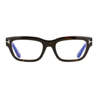 Tom Ford Tom Ford Eyeglasses Round Full Rim, Coloured Havana Frame and Clear/Blue-Light Block Lenses Lens FT6045-B055