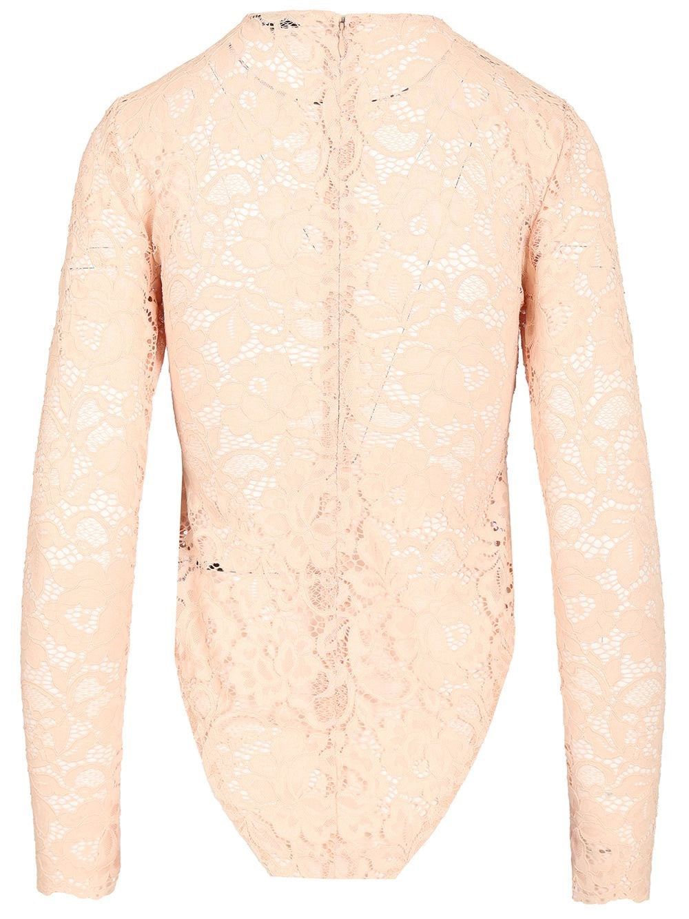 Self-Portrait Women Beige Bodysuit In Flesh-Colored Lace