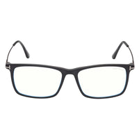 Tom Ford Eyeglasses Square Full Rim, Dark Teal Havana/Dark Ruthenium Frame and Clear Blue Light Block Lens Lens FT5758-B055