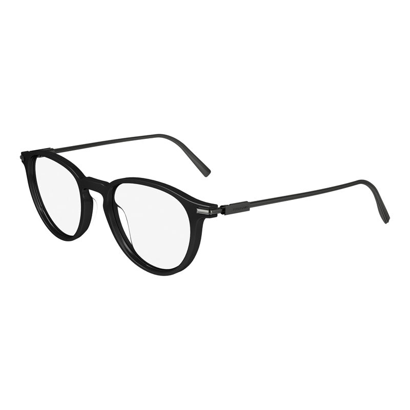 Salvatore Ferragamo Eyeglasses Round Full Rim, Black Frame and Clear Demo Lenses Lens SF2976001