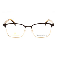 David Beckham Eyeglasses Rectangle Full Rim, Matte Brown Gold Frame and Clear Demo Lenses Lens DB1059/F0UFM00