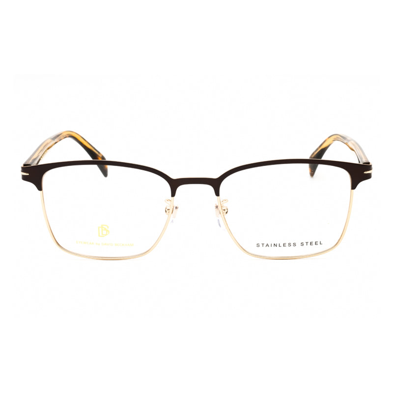 David Beckham Eyeglasses Rectangle Full Rim, Matte Brown Gold Frame and Clear Demo Lenses Lens DB1059/F0UFM00