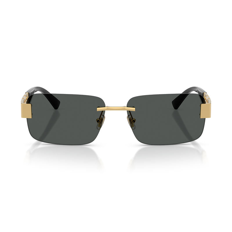 Versace Versace Sunglasses Rectangle Rimless, Gold Frame and Dark Grey Lens VE2298100287