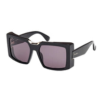 Max Mara Max Mara Sunglasses Square Full Rim, Shiny Black Frame and Smoke Lens MM012401A