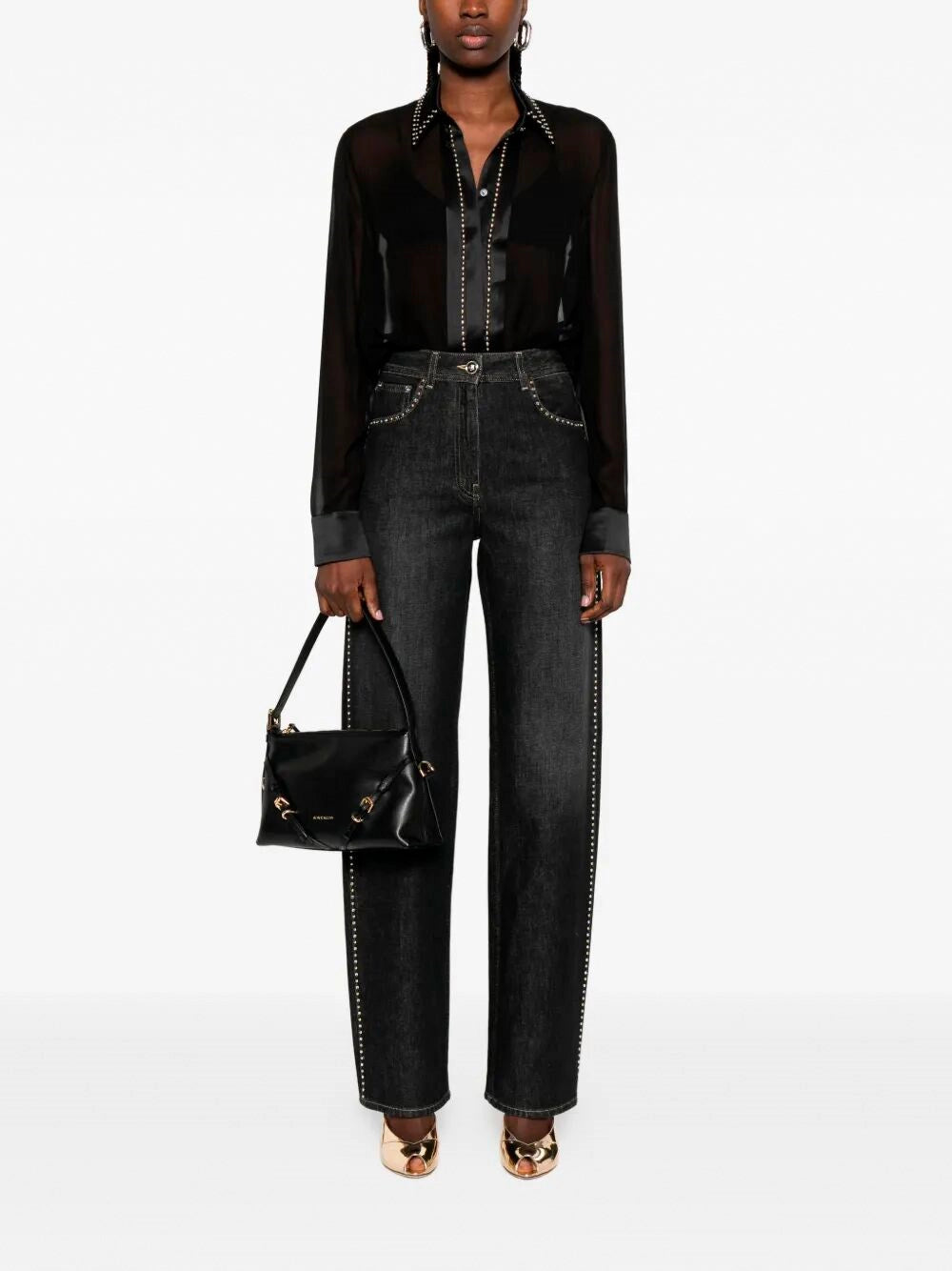 Versace Versace Women Denim Pants With Studs