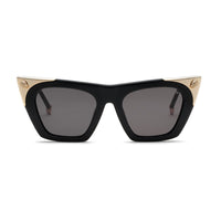 Philipp Plein Sunglasses Cat Eye Full Rim, Shiny Black/Gold Frame and Smoke Lens SPP134S0700