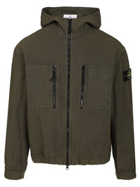 Stone Island Men Organic Cotton Ripstop Hooded Overshirt