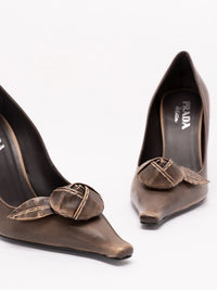 Prada Women Leather Slingback Pumps