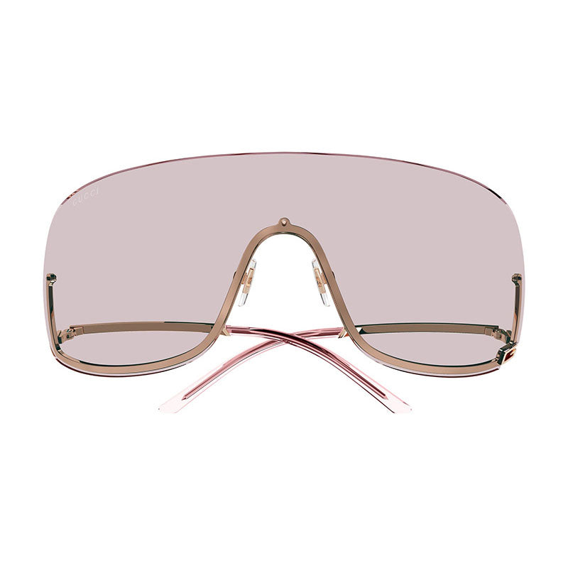 Gucci Gucci Sunglasses Shield Semi Rim, Rose Gold Frame and Pink Lens GG1560S004