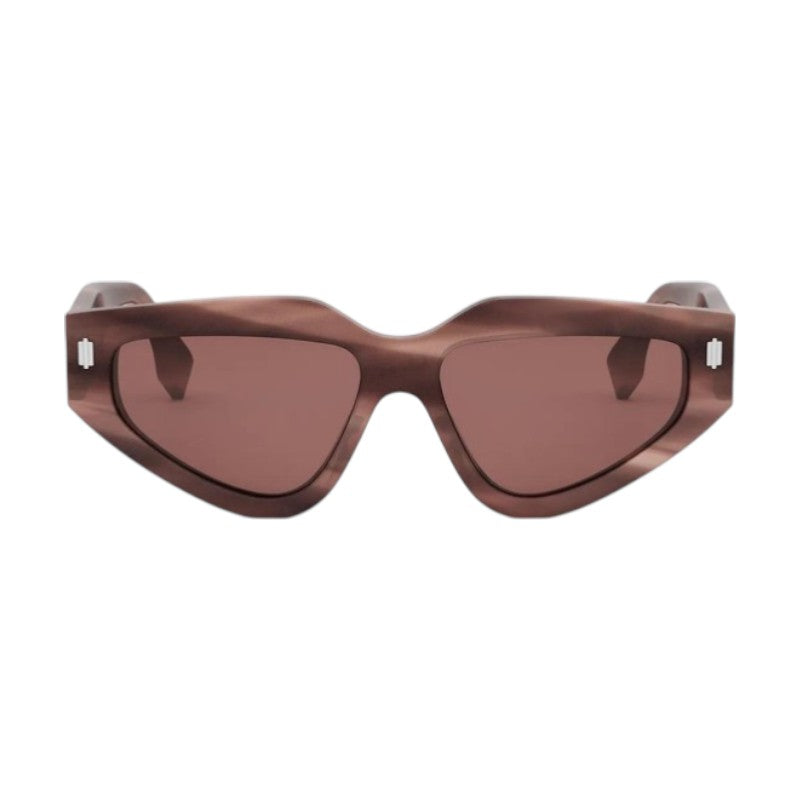 Fendi Fendi Sunglasses Cat Eye Full Rim, Striped Pink Frame and Red Lens FE40163U74S