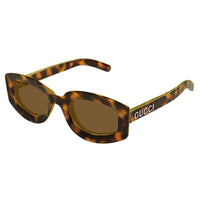 Gucci Geometric Full Rim, with a Transparent Vivid Orange frame and Smoke lens.