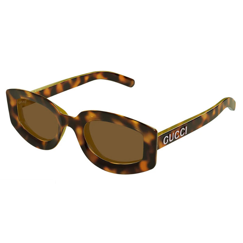 Gucci Geometric Full Rim, with a Transparent Vivid Orange frame and Smoke lens.