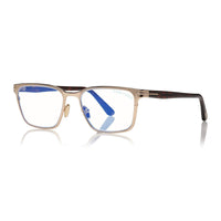 Tom Ford Eyeglasses Square Full Rim, Shiny Rose Gold Frame and Clear Blue Light Block Lens FT5733-B028