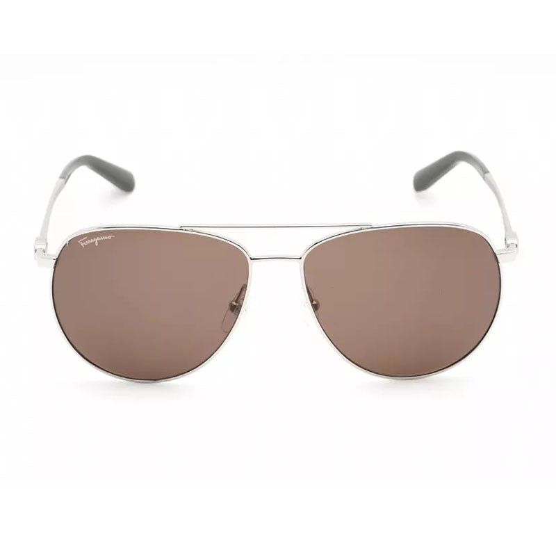 Salvatore Ferragamo Sunglasses Aviator Full Rim, Dark Gunmetal Frame and Blue Lens SF157S015