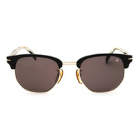 David Beckham Sunglasses Browline Full Rim, Black Gold Frame and Grey Lens DB1002/S02M2IR