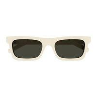 Saint Laurent Sunglasses Rectangle Full Rim, Shiny Black Frame and Solid Blue Lens SL461BETTY009