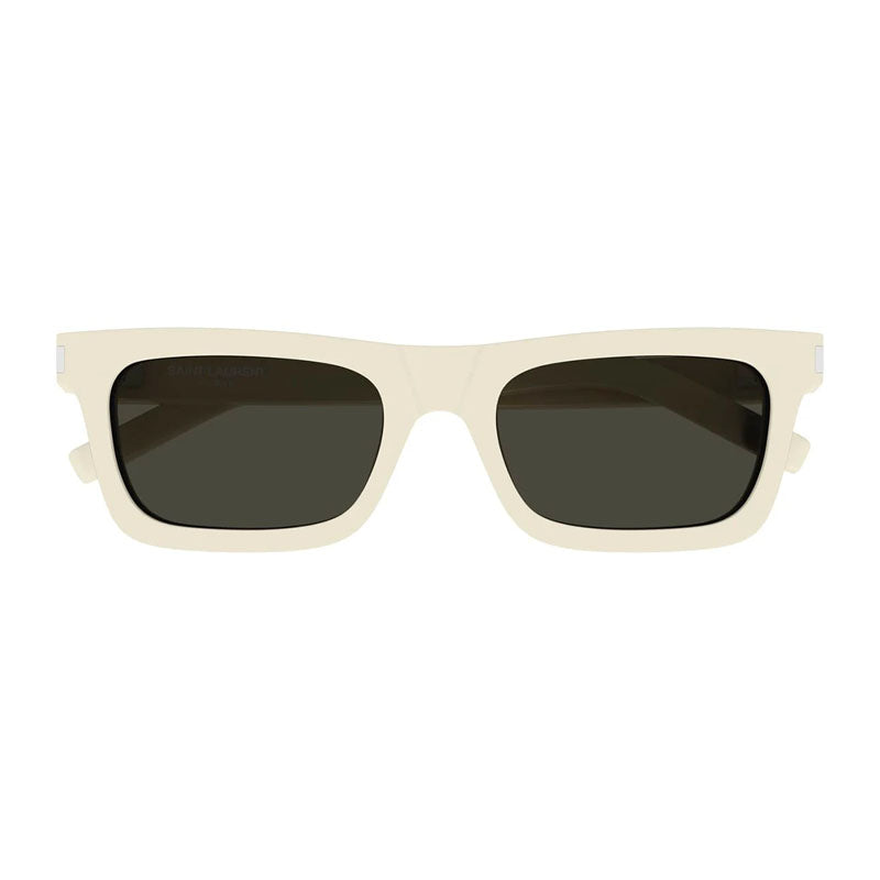 Saint Laurent Sunglasses Rectangle Full Rim, Shiny Black Frame and Solid Blue Lens SL461BETTY009