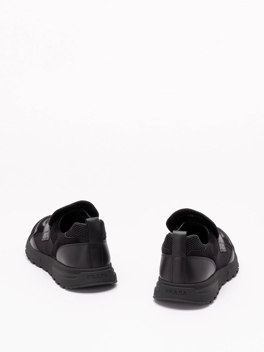 Prada Prada Men Prax Mesh Fabric And Leather Loafers
