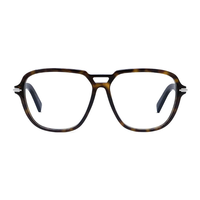 Dior Eyeglasses Aviator Full Rim, Shiny Havana Frame and Clear Demo Lens Lens DIORBLACKSUITOAI2000