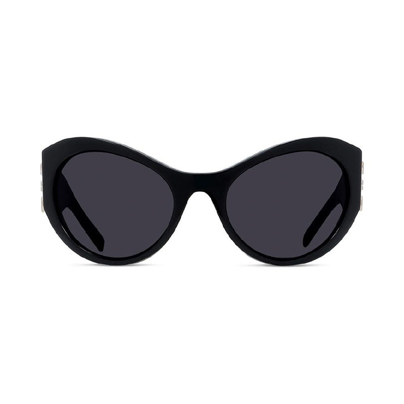 Givenchy Sunglasses Oval Full Rim, Shiny Black/Gold Frame and Grey Lens GV40073I01A