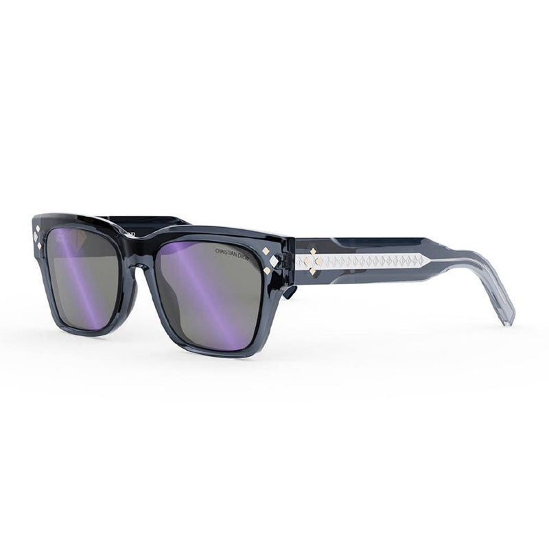 Dior Dior Sunglasses Square Full Rim, Translucent Blue Frame and Purple Mirrored Lens CDDIAMONDS230G7