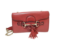 Gucci Emily Chain Flap Bag Leather Red Leather Shoulder Bag Bag (Authentic Pre-Loved)