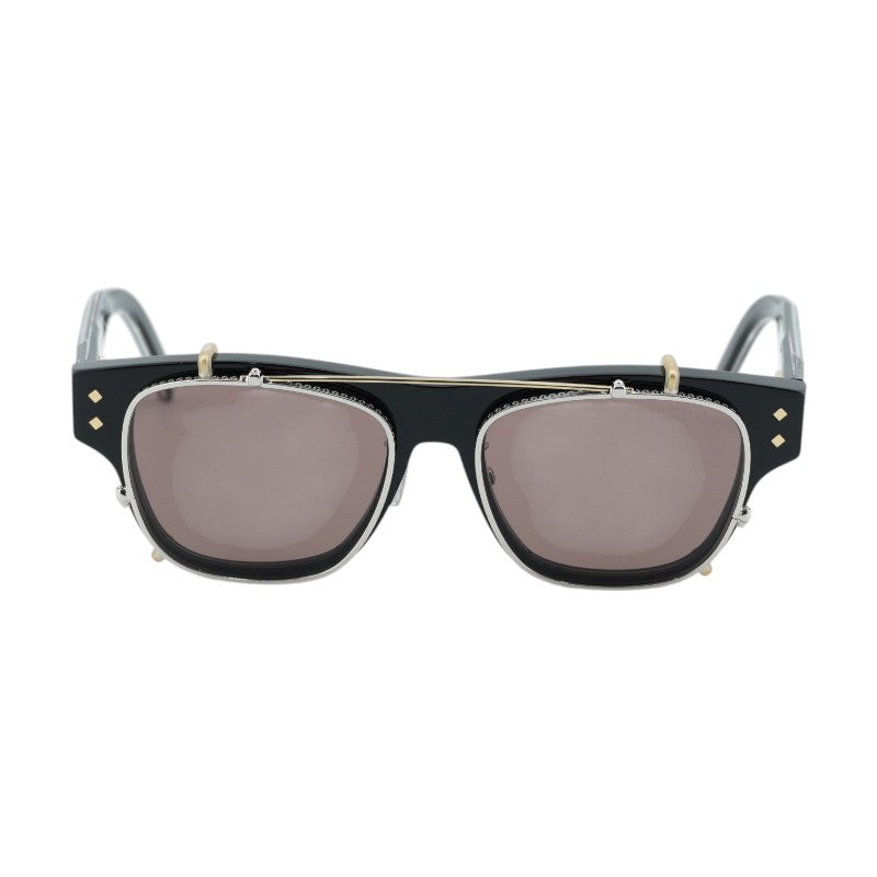 Dior Eyeglasses Square Full Rim, Shiny Black Frame and Clear with Magnetic Clip-On Brown Lens CDDIAMONDOS10F10BB