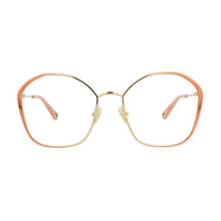Chloe Chloe Eyeglasses Butterfly Full Rim, Pink/Gold Frame and Clear Demo Lenses Lens CH0017O006