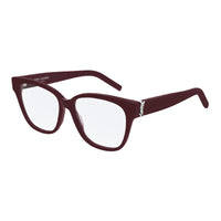 Saint Laurent Eyeglasses Square Full Rim, Burgundy Frame and Clear Demo Lens Lens SLM33006