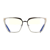 Tom Ford Tom Ford Eyeglasses Square Full Rim, Shiny Palladium Frame and Clear Blue Light Block Lenses Lens FT5945-B016