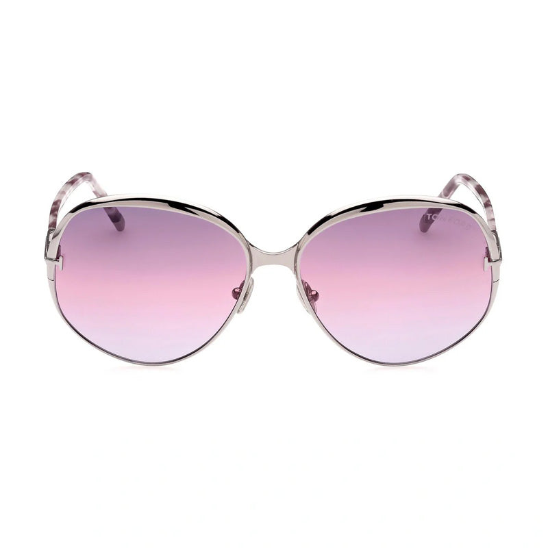 Tom Ford Sunglasses Round Full Rim, Ruthenium Frame and Violet Gradient Lens FT091314Z