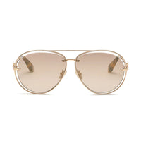 Roberto Cavalli Sunglasses Aviator Full Rim, Shiny Rose Gold Frame and Brown Gradient Lens SRC032M300G