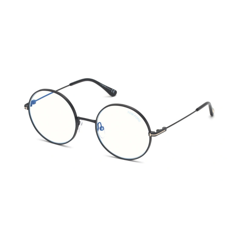 Tom Ford Tom Ford Eyeglasses Round Full Rim, Black Frame and Clear Demo Lens Lens FT5595-B001