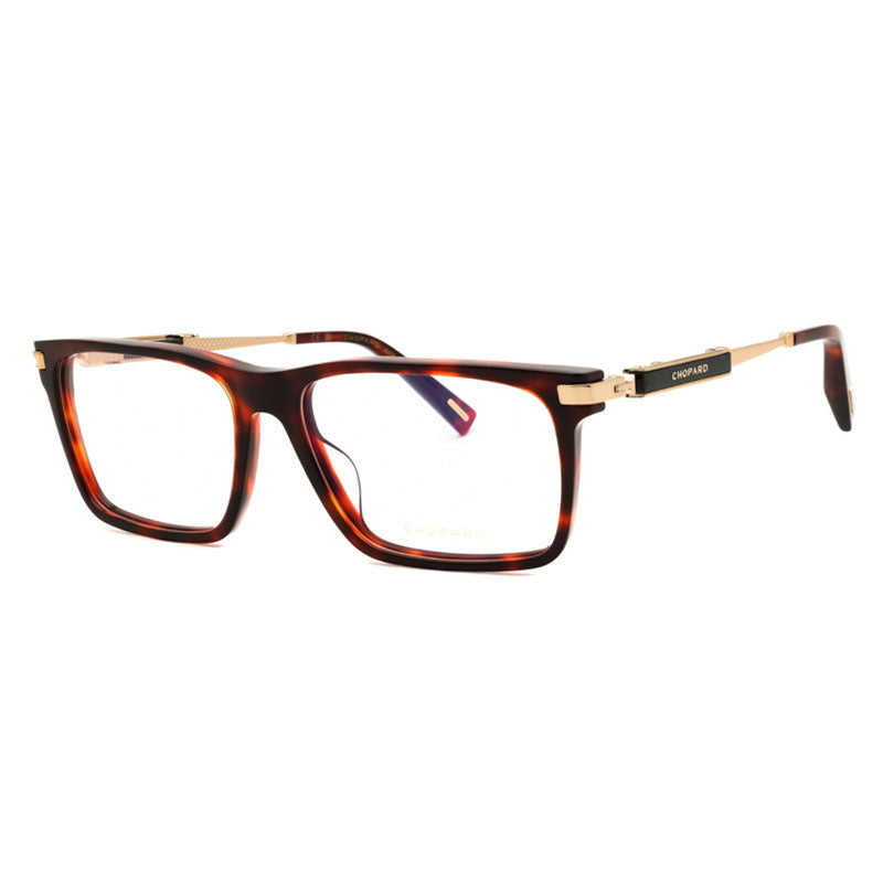 Chopard Eyeglasses Rectangle Full Rim, Shiny Red Havana Frame and Clear Demo Lenses Lens VCH36409AT
