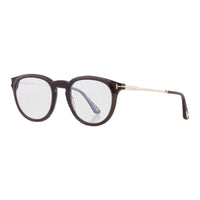 Tom Ford Eyeglasses Round Full Rim, Black Frame and Clear Blue Light Block Lens FT5905-B005