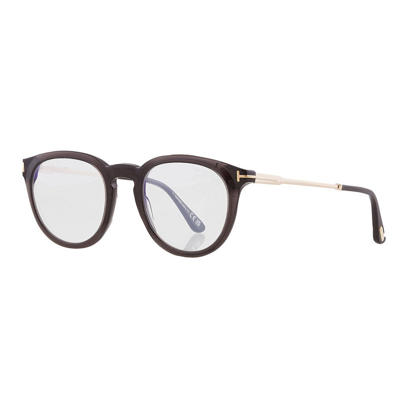 Tom Ford Eyeglasses Round Full Rim, Black Frame and Clear Blue Light Block Lens FT5905-B005