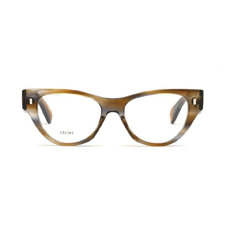 Celine Eyeglasses Cat Eye Full Rim, ColoRed Havana Frame and Clear Demo Lenses Lens CL50012I055