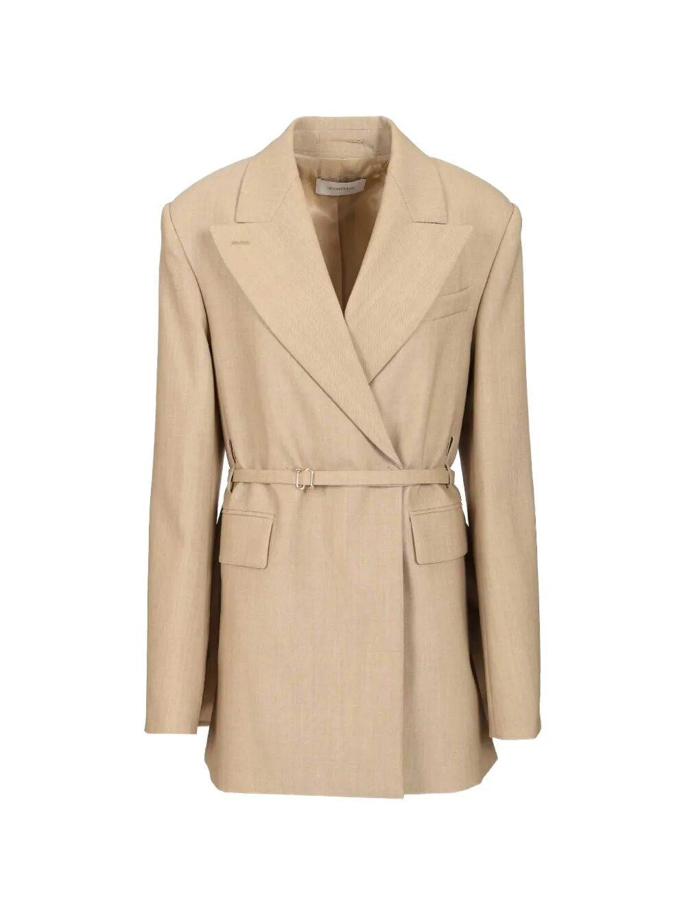 Sportmax Women Long Double-Breasted Wool Blazer