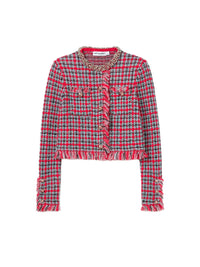Self-portrait Self-Portrait Women Check Frayed Knit Jacket