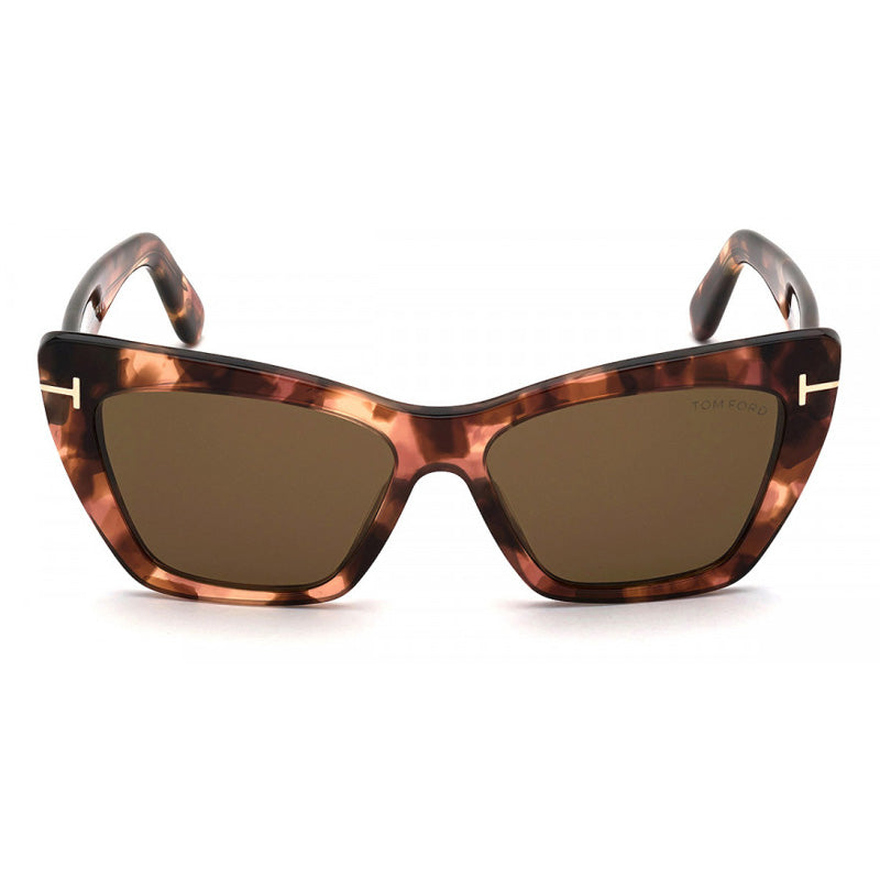 Tom Ford Sunglasses Cat Eye Full Rim, ColoRed Havana Frame and Blue Lens FT087155V