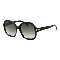 Tom Ford Sunglasses Oval Full Rim, Shiny Black Frame and Smoke Gradient Lens FT103401B
