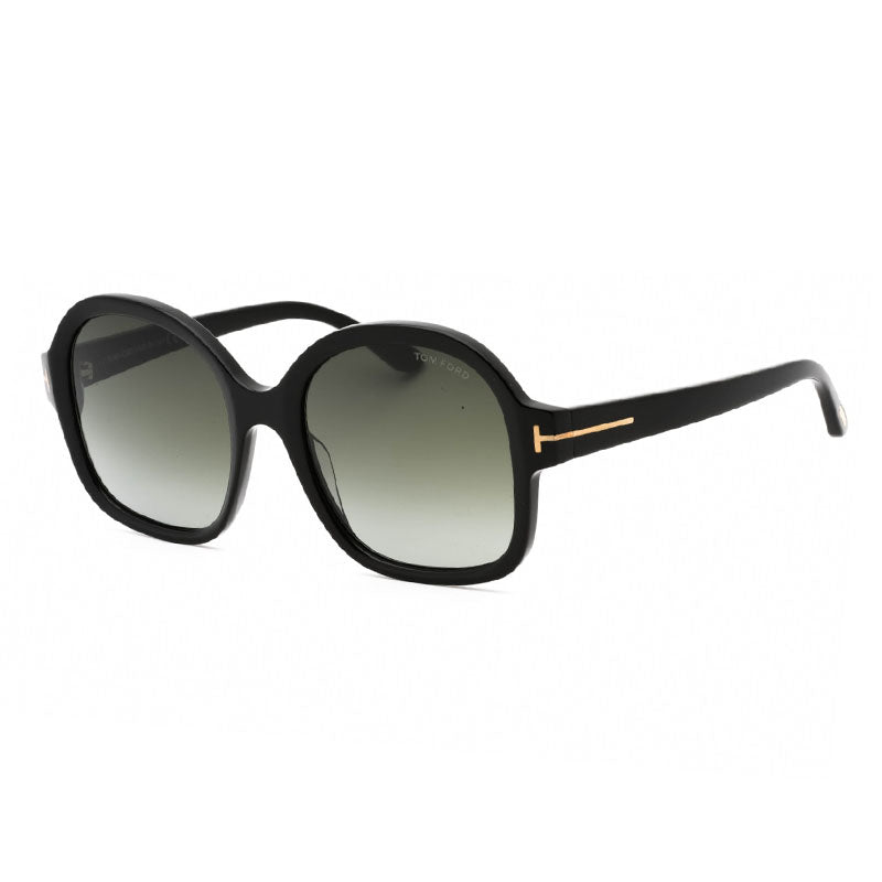 Tom Ford Sunglasses Oval Full Rim, Shiny Black Frame and Smoke Gradient Lens FT103401B