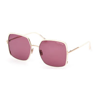 Tom Ford Sunglasses Square Full Rim, Shiny Rose Gold Frame and Violet Lens FT100632Y