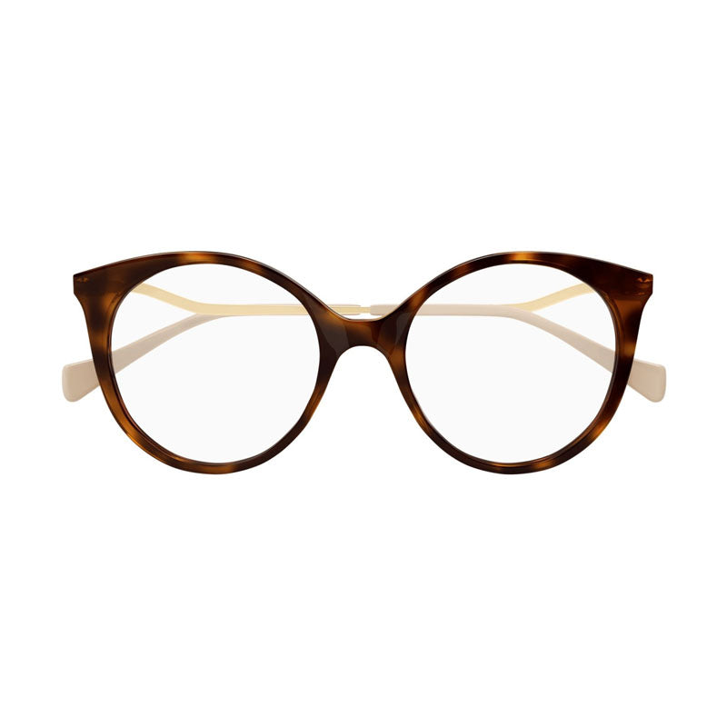 Gucci Eyeglasses Square Full Rim, Havana/Gold Frame and Clear Demo Lens Lens GG1009O001