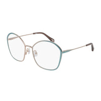 Chloe Chloe Eyeglasses Butterfly Full Rim, Blue/Gold Frame and Clear Demo Lenses Lens CH0017O005