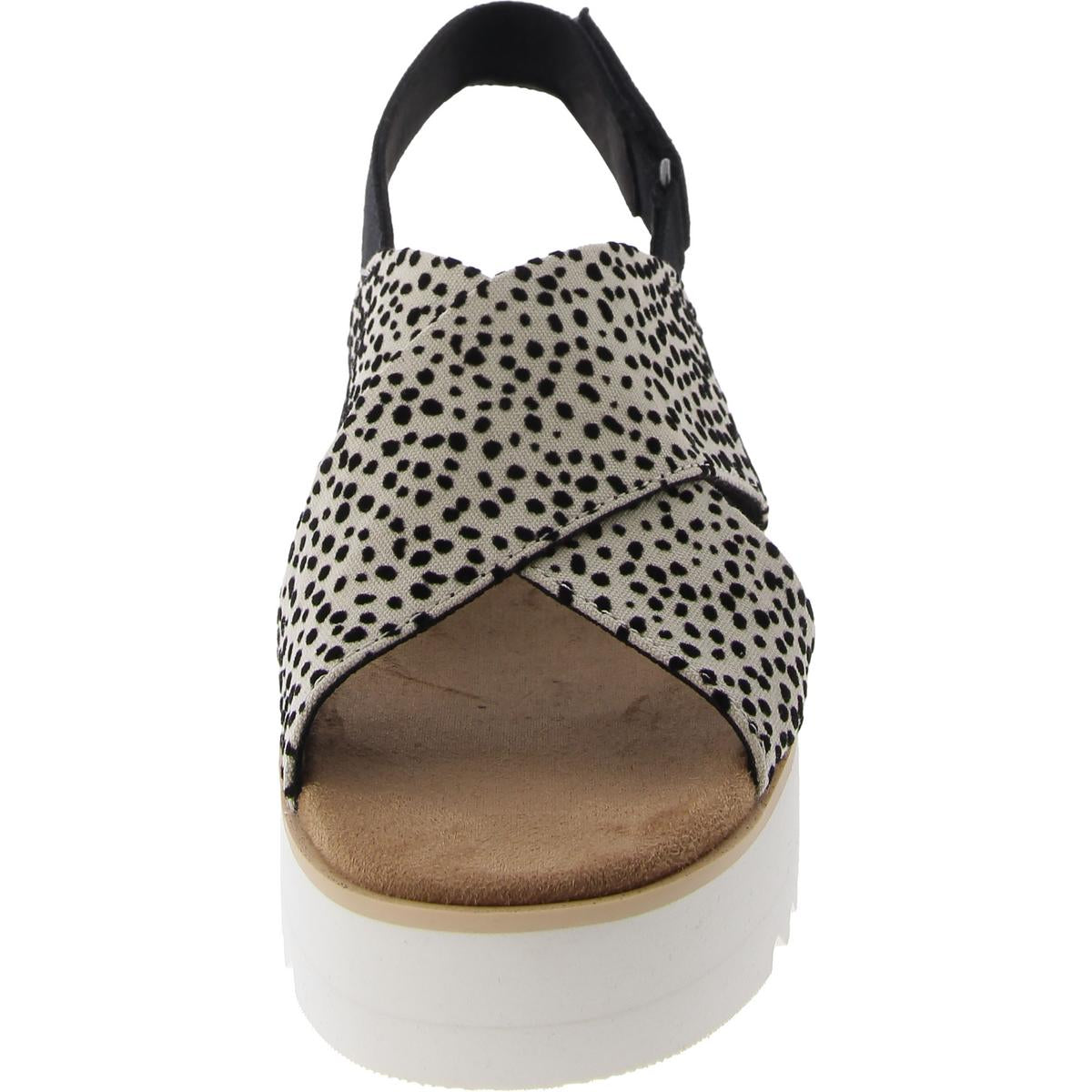 Diana Crossover Womens Canvas Cheetah Print Wedge Sandals